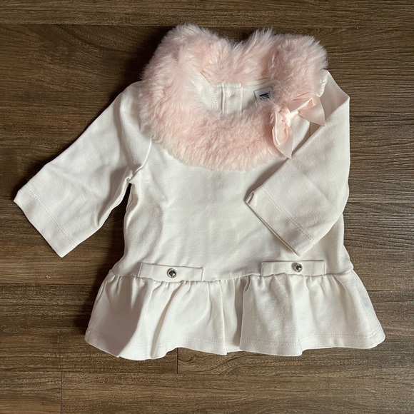 Preloved Janie & Jack Faux Fur Collar Top size 18-24months. - Picture 1 of 1